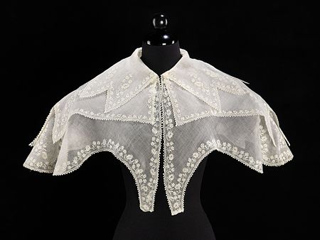 平纹细布有刺绣装饰的披肩,1835年代