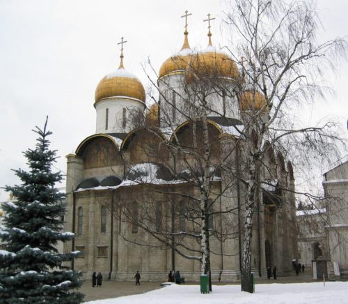 冬日的圣母升天大教堂，克里姆林宫